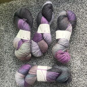 lorna’s Hand-Dyed Yarn - Multi Purple Gray Pink Blend - Lot of 4 skeins